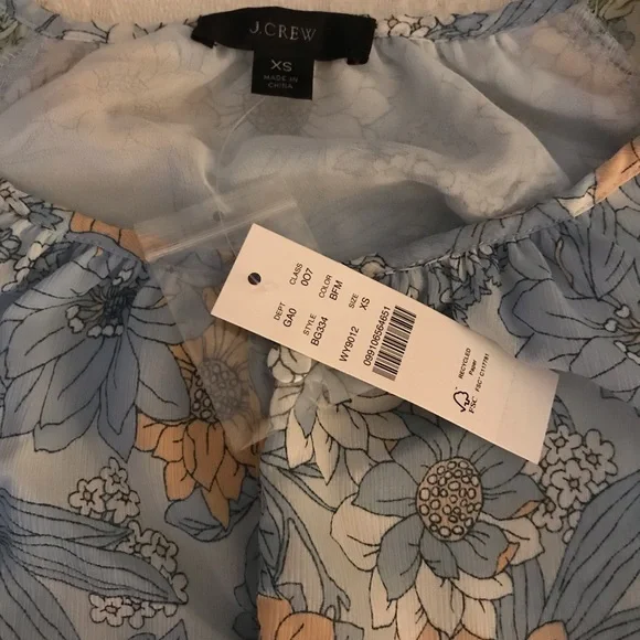 J Crew Blue Floral Top - Picture 7 of 8